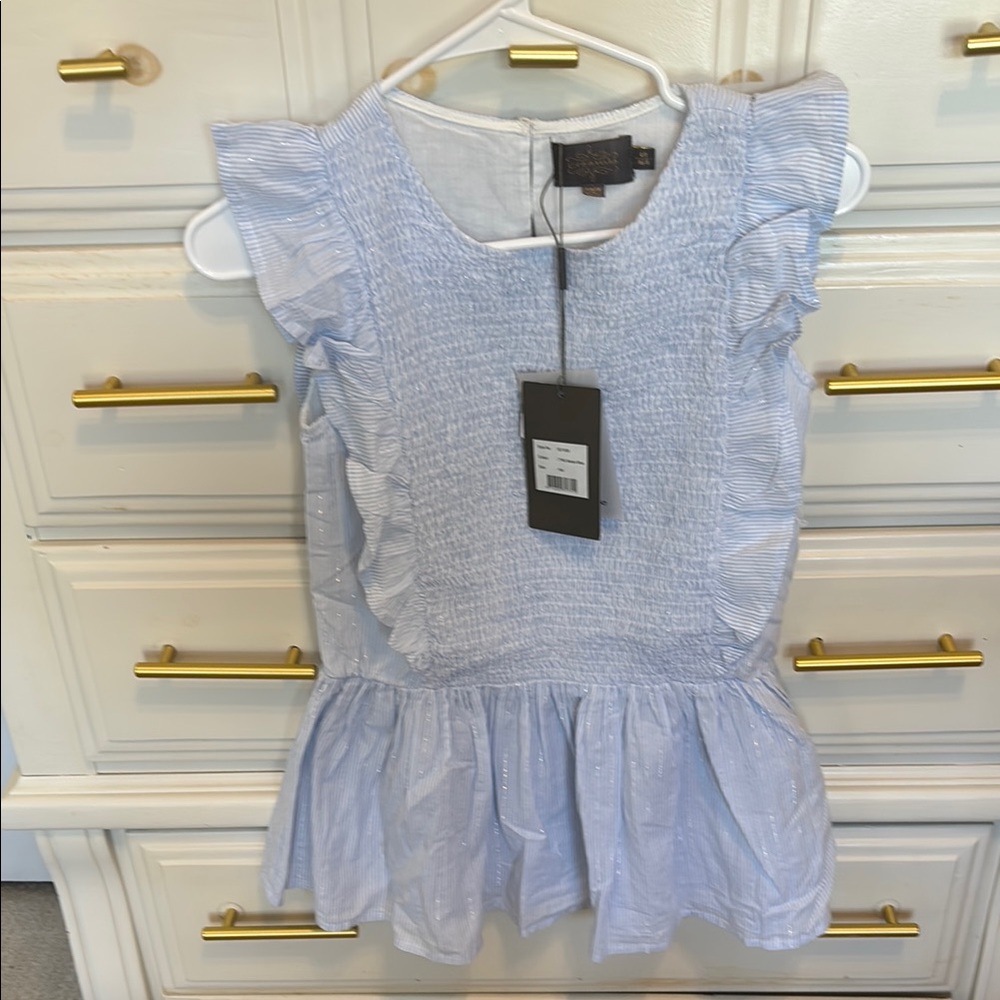 Girls' Light Blue Ruffle Top